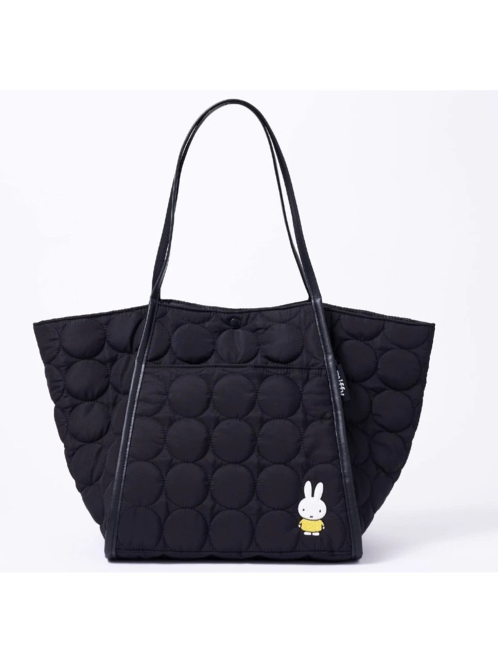 Miffy Black Quilted Puffer Tote Bag Kawaii Minimalist Cute Shoulder Bag